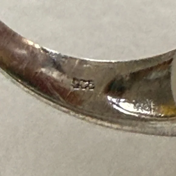 Sterling Silver Turquoise and Cubic Zirconia Inlay Ring Size 8 - Picture 3 of 5